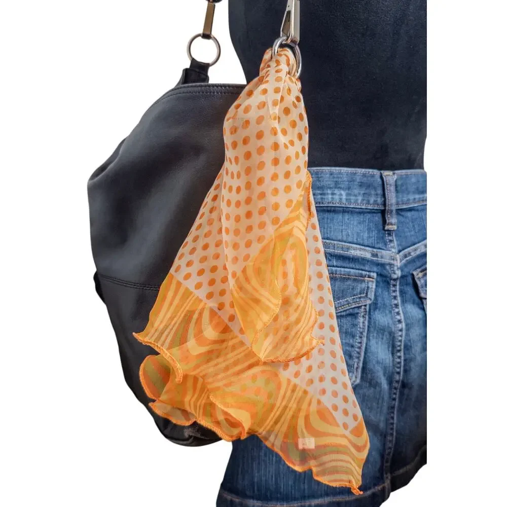 Y2K Sheer Silk Blend Polka Dot Retro Print Rectangle Scarf